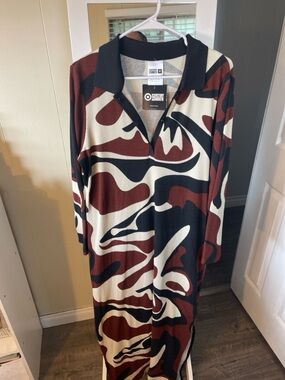 Target Black, Cream & Brown Abstract Maxi Shirt Dress